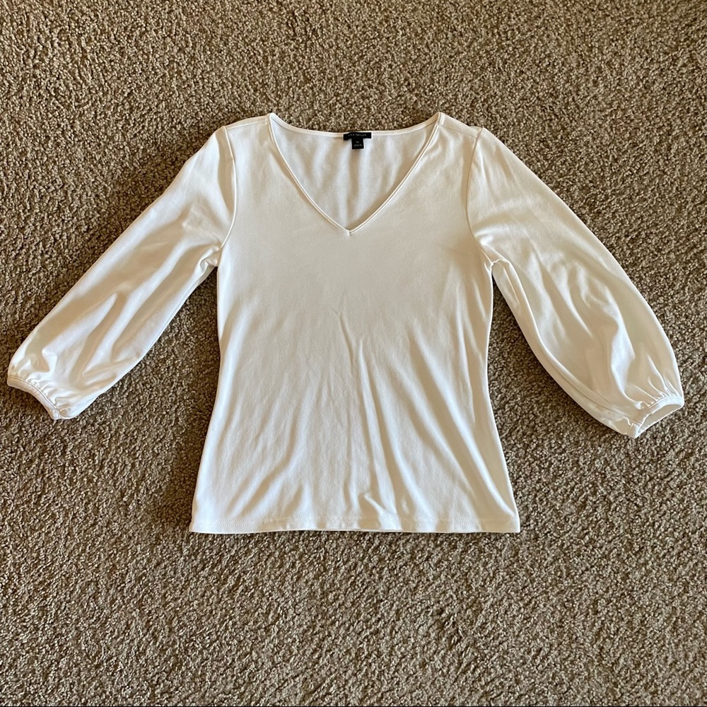 Ann Taylor 3/4 Balloon Sleeve V-Neck Cream Size XS